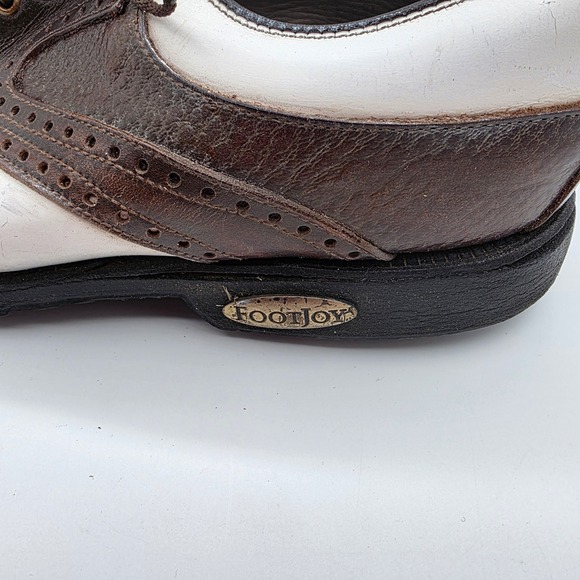 FootJoy Classics Tour Golf Shoes Mens 8.5 D White Brown Leather Wingtip Spikes main image 5